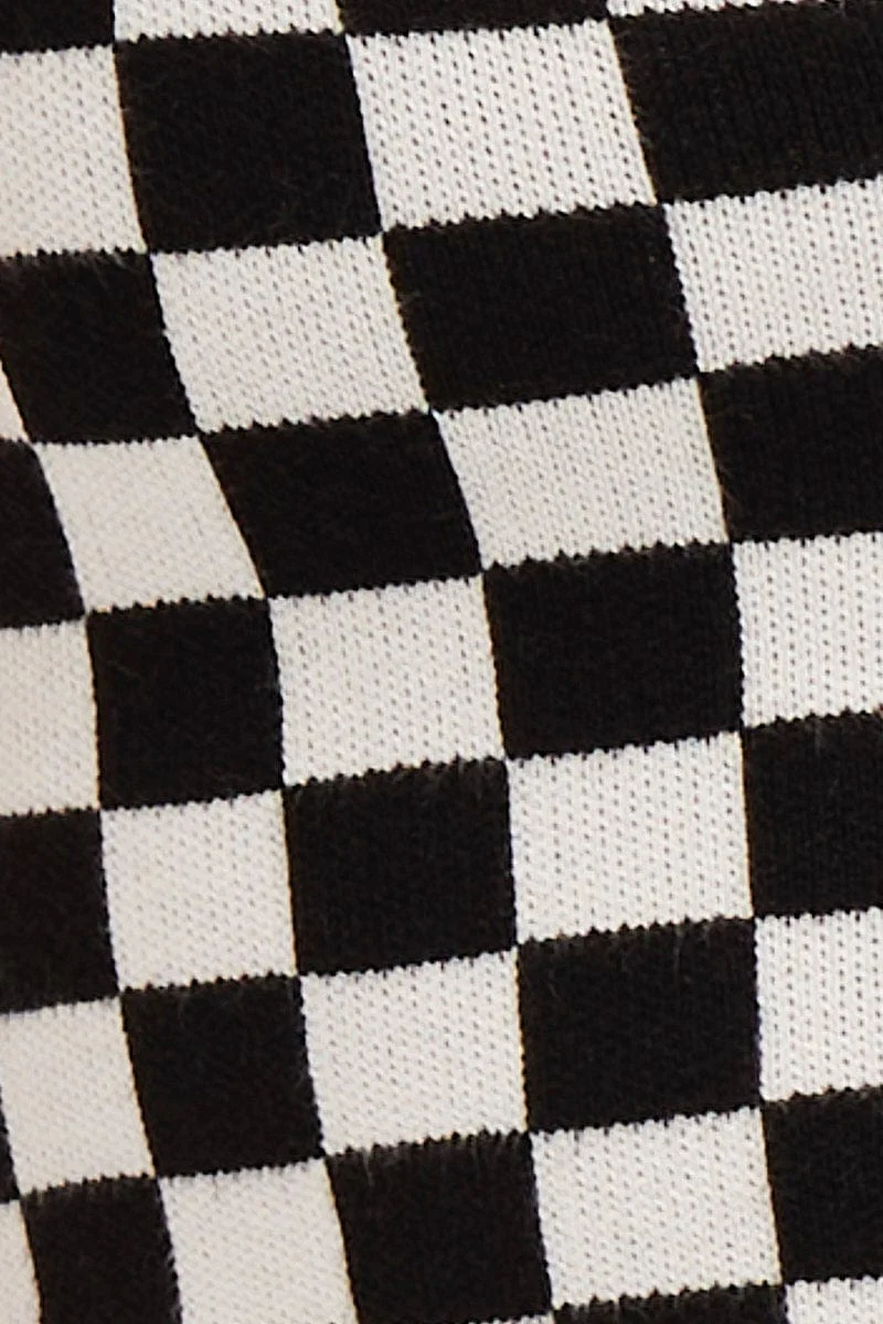 Check Knit Top Halter