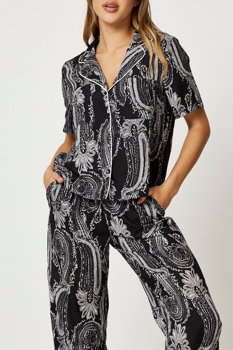 Print Bandana Button Through Pyjama Set