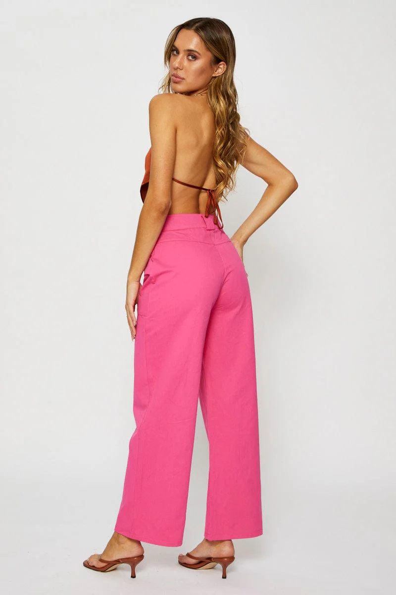 Pink Wide Leg Pants