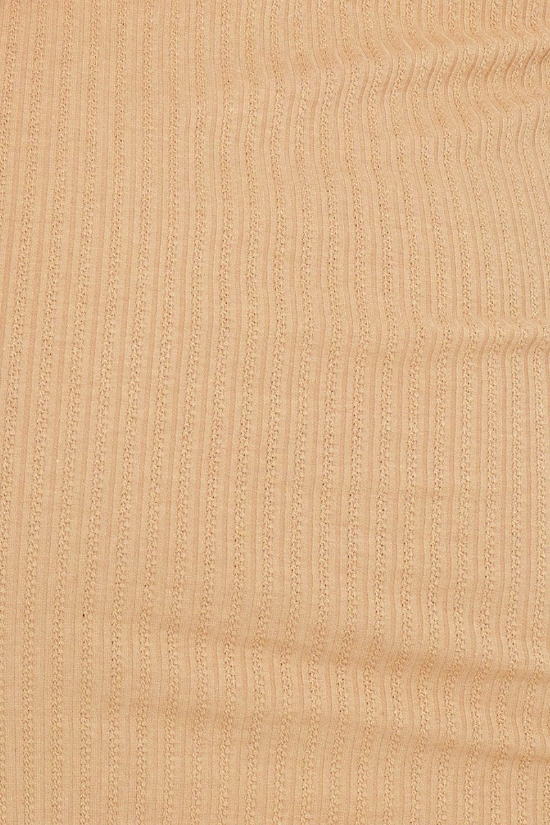 Beige Ribbed Bodycon Dress