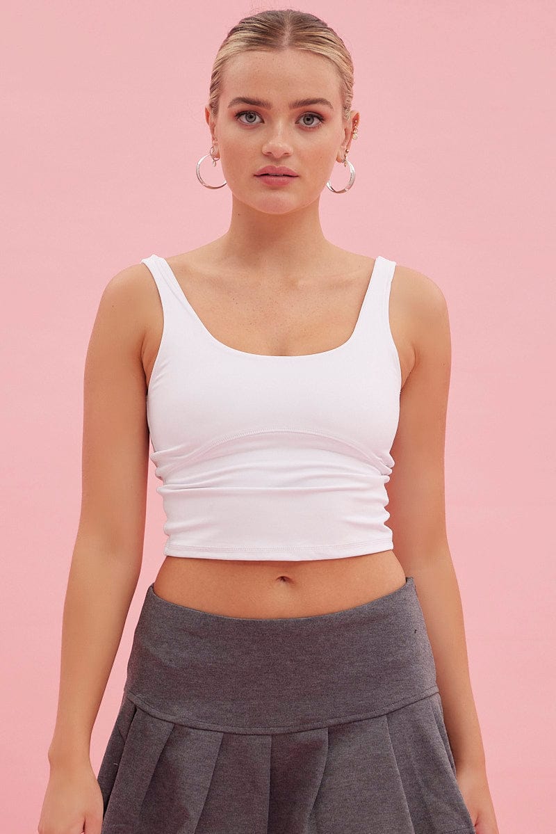 White Tank Top Sleeveless Underseam Activewear
