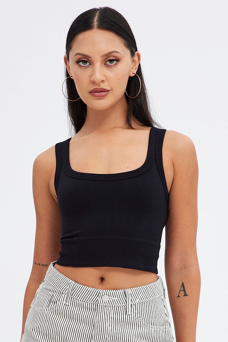 Black Bralette Seamless Rib