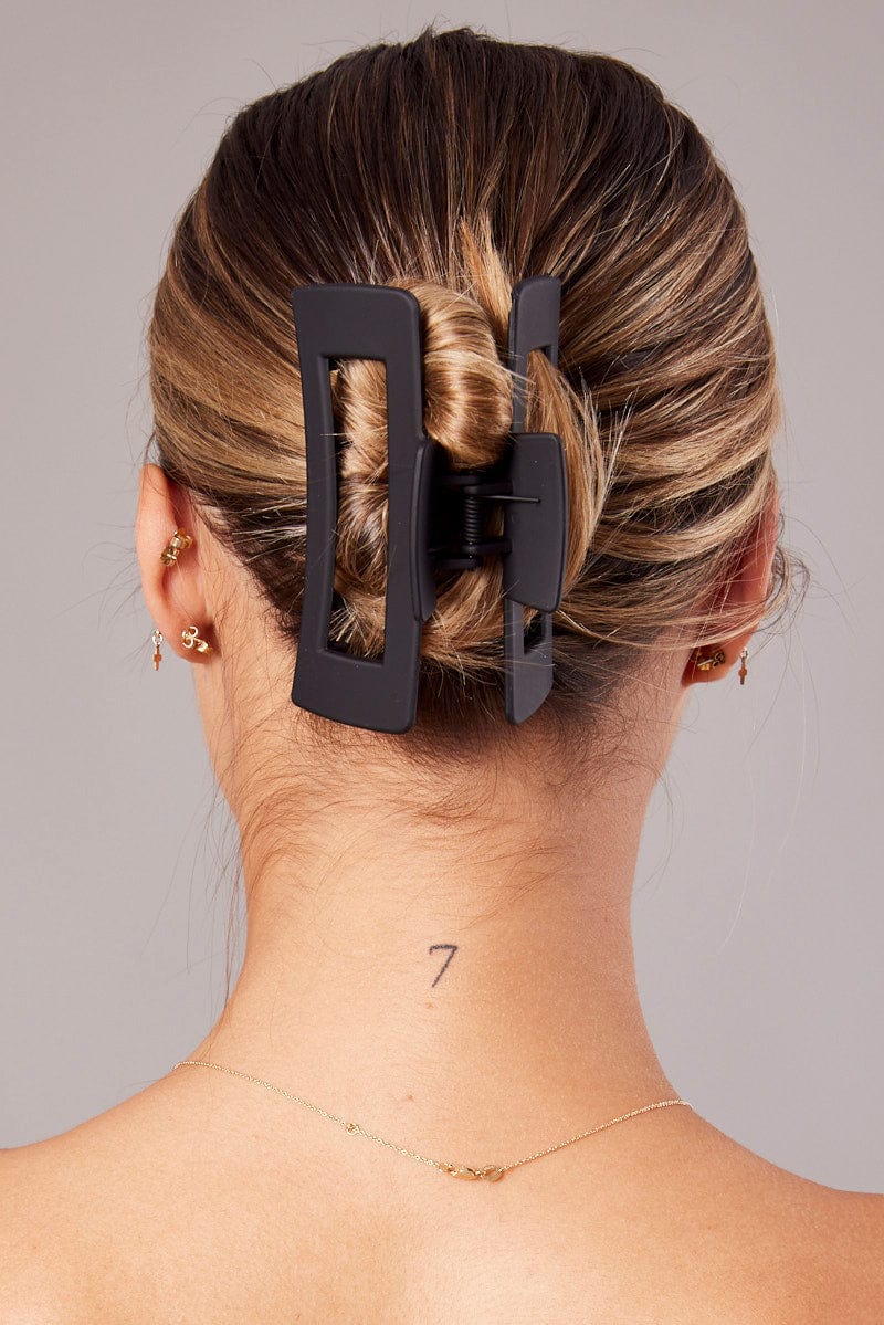 Black Large Rectangle Claw Clip