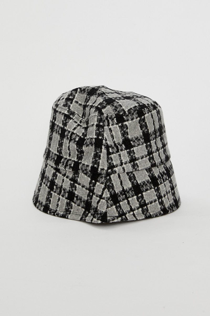 Grey Plaid Bucket Hat