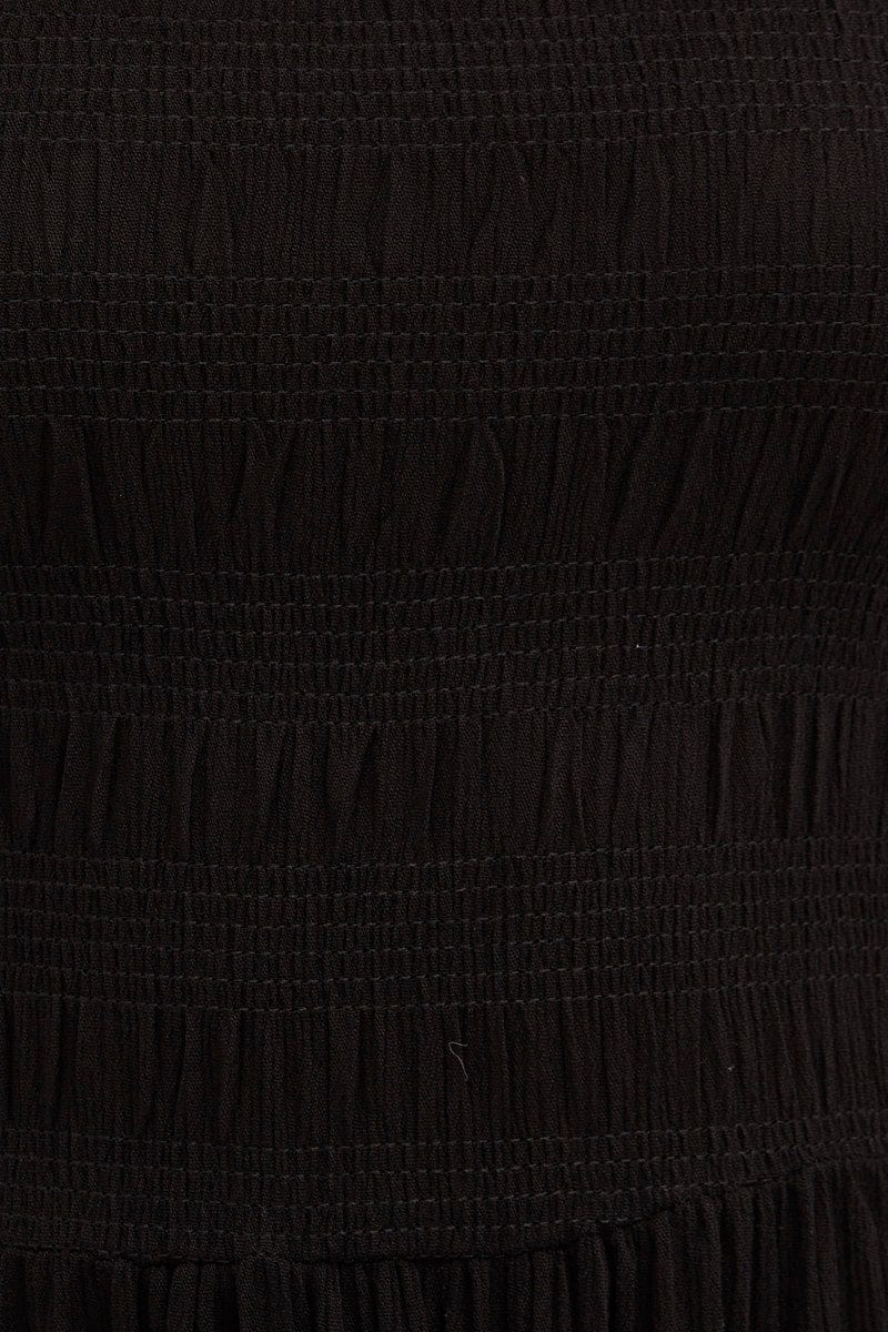 Black Maxi Dress Puff Sleeve Square Neck