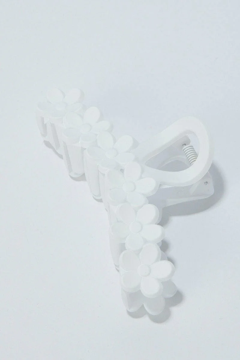 White Flower Claw Clip