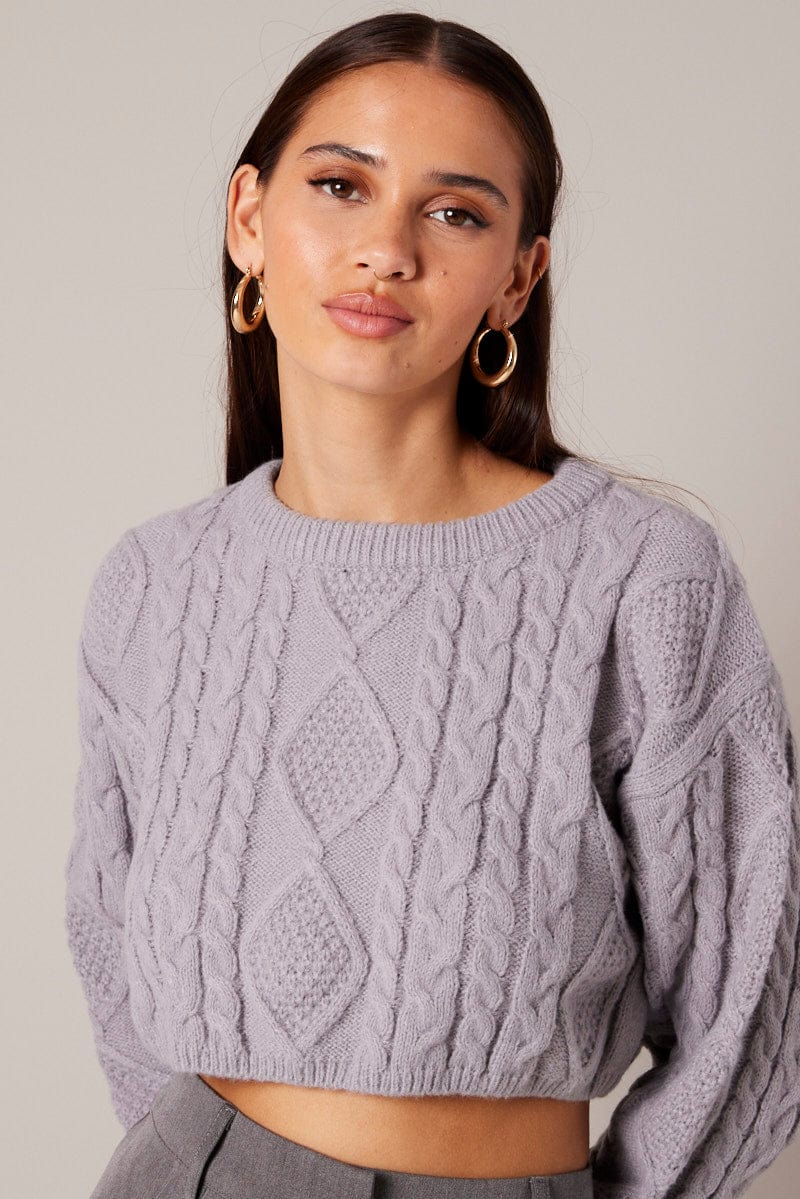 Grey Cable Knit Jumper