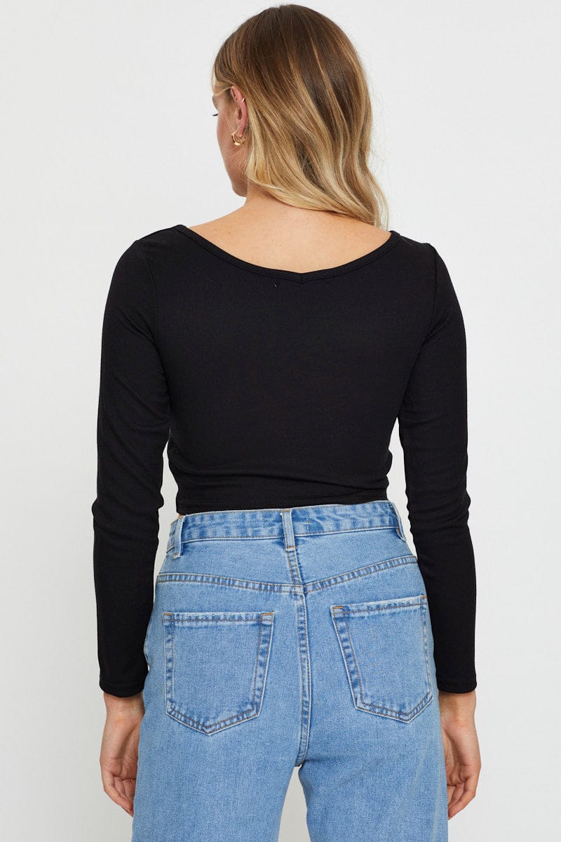 Black Crop Top Long Sleeve