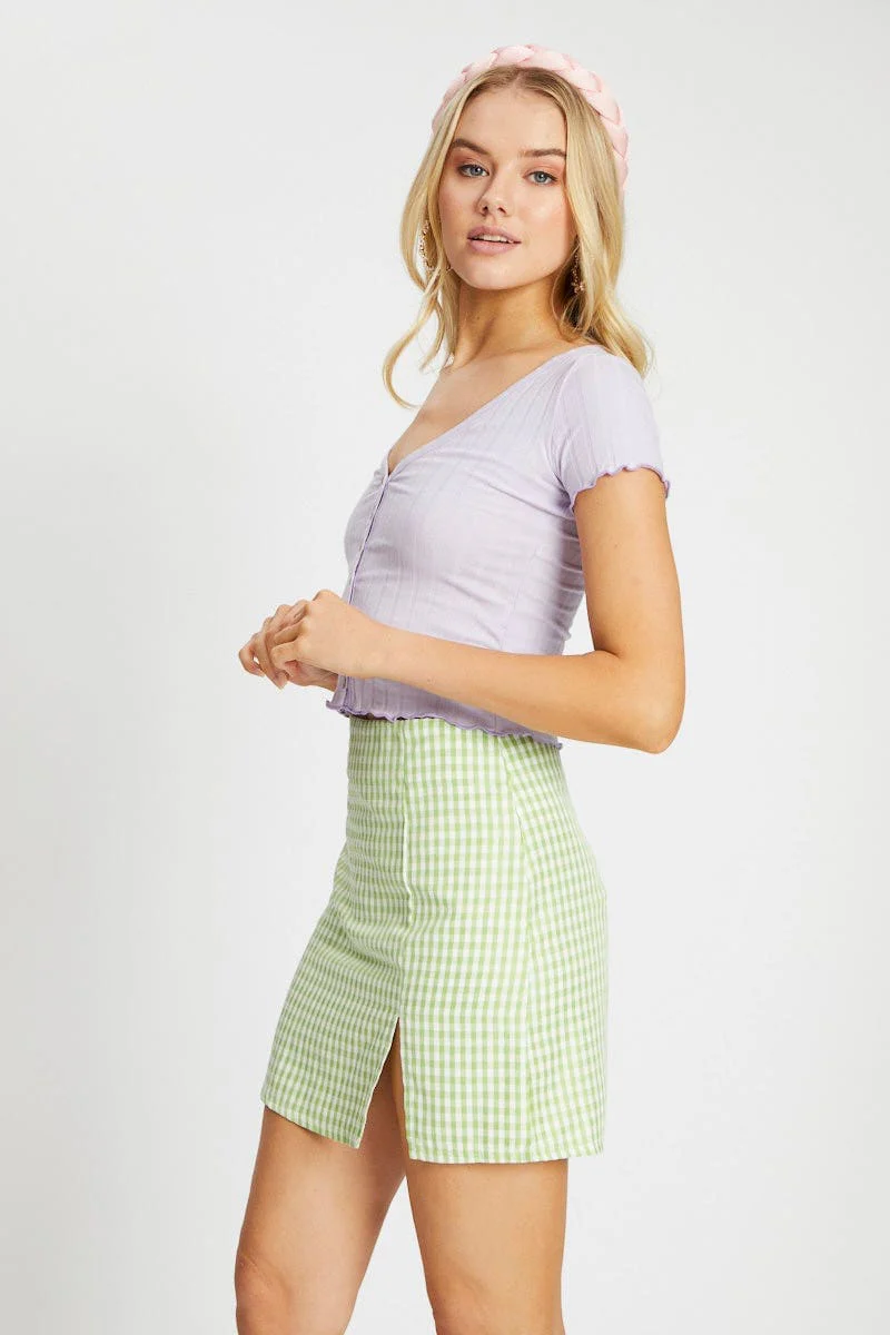 Purple Button Front Top