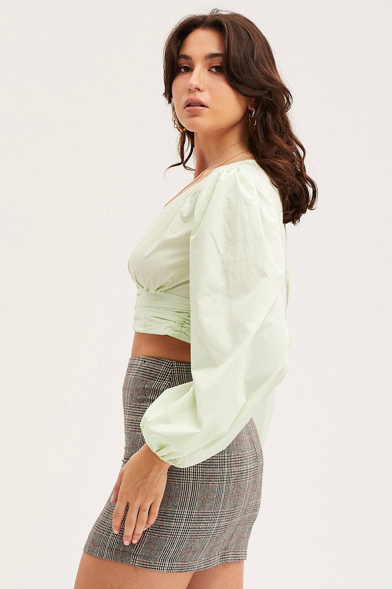Green Crop Top Long Sleeve