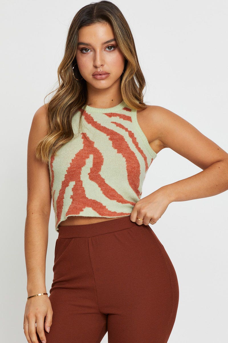 Print Knit Top Sleeveless