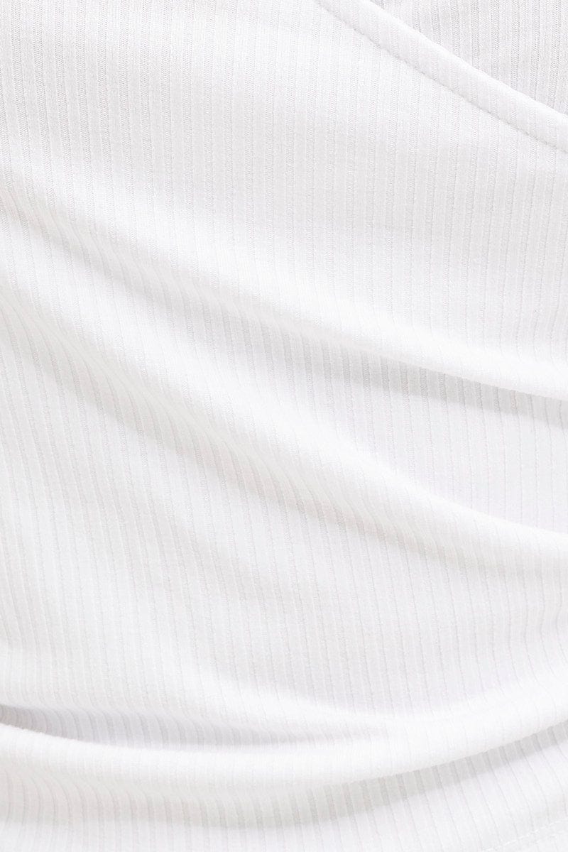 White Top Drawstring Wrap Neck