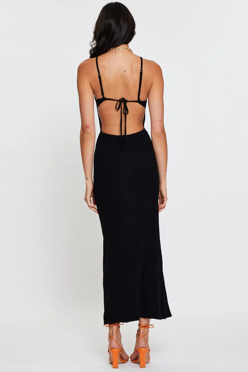 Black Maxi Dress Sleeveless Racer Neck