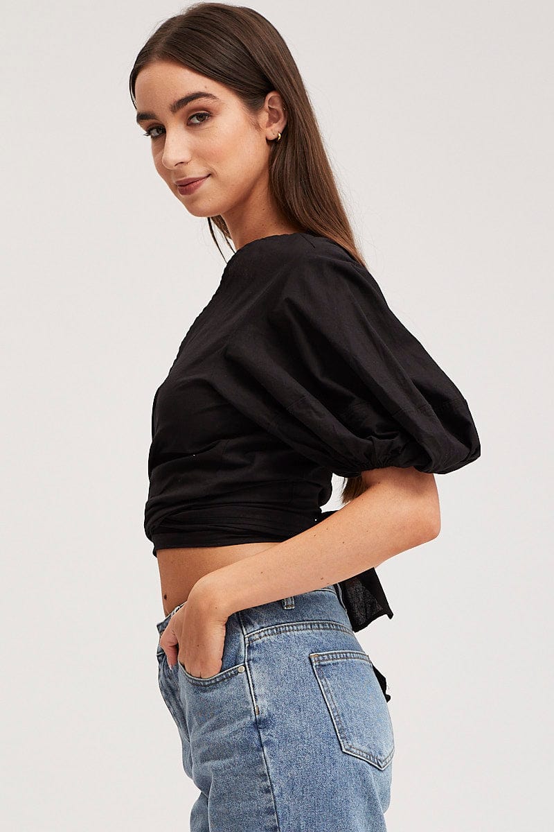 Black Crop Bolero Short Sleeve