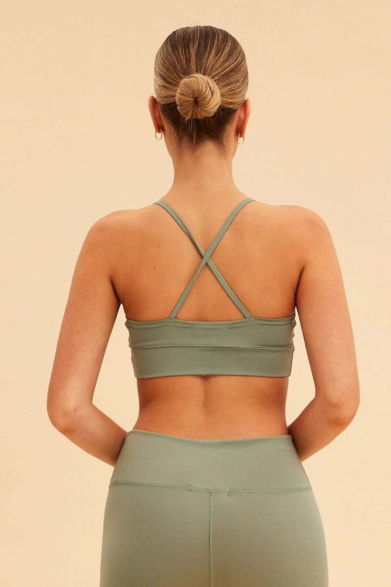 Green Sara Ruched Front Bralette