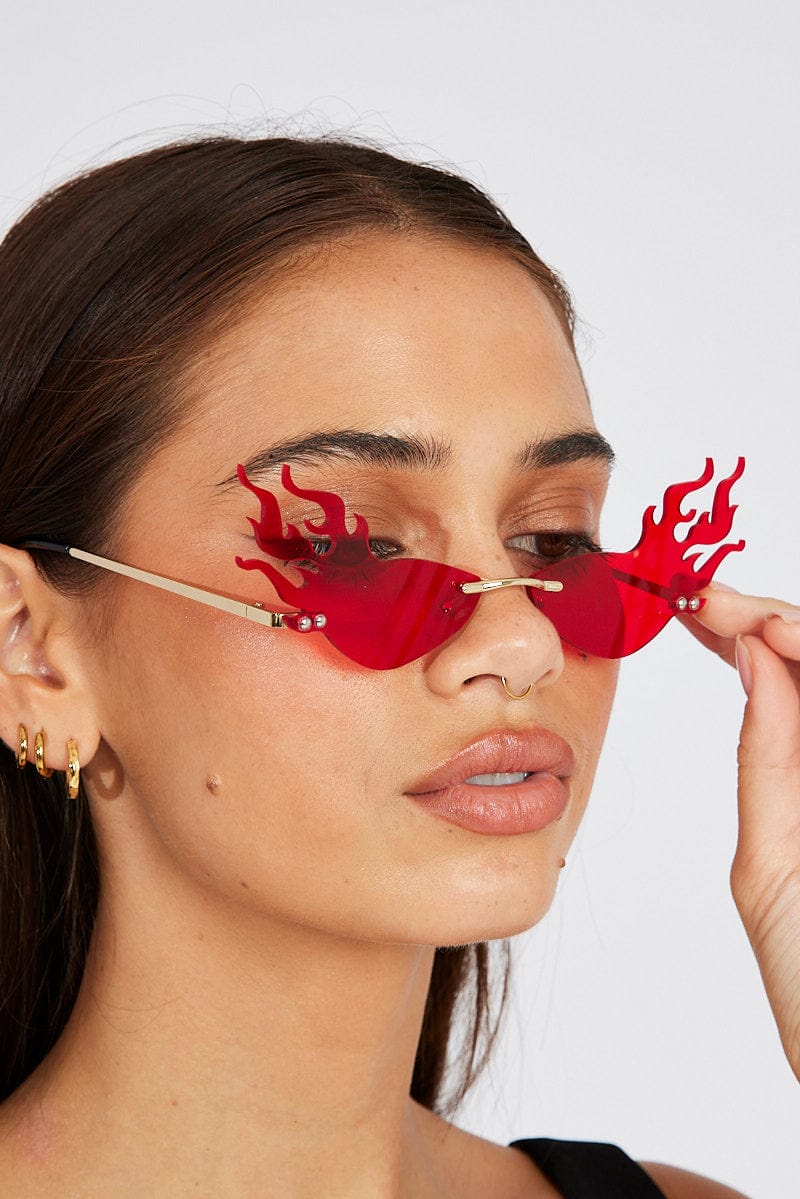 Red Flame Shaped Sunglasses