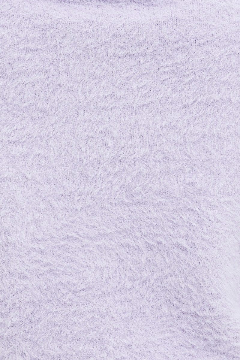 Purple Fluffy Knit Jumper Long Sleeve