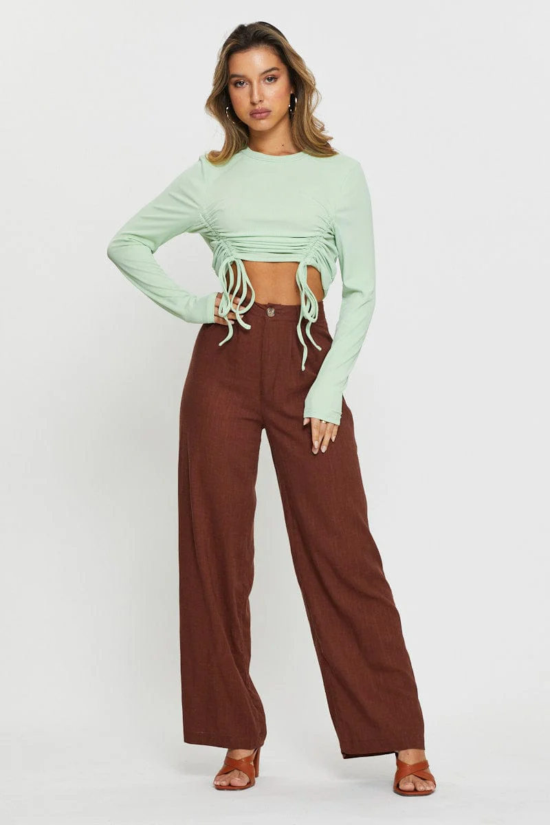 Green Crop Top Long Sleeve