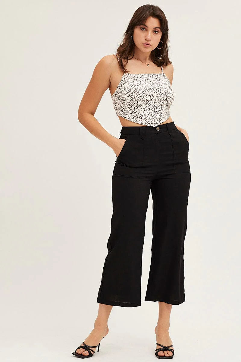 Black Wide Leg Pants High Rise