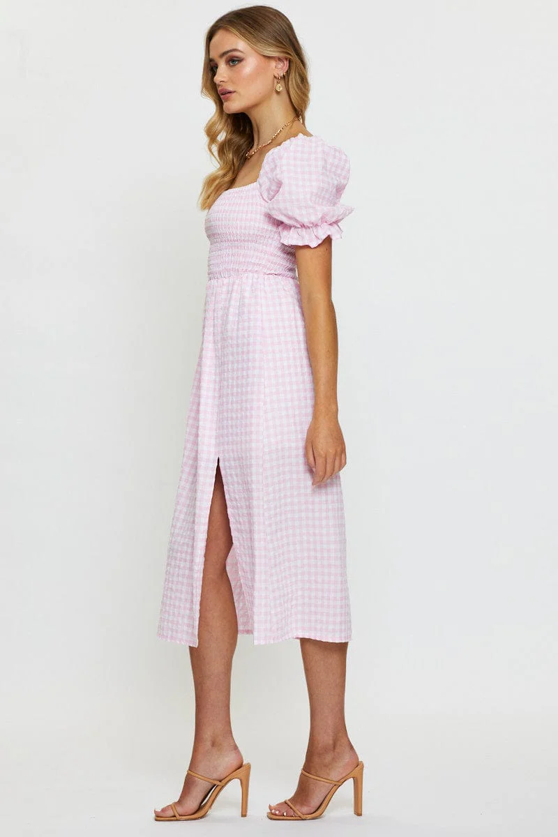 Check Midi Dress Sleeveless