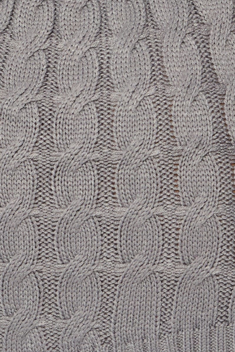 Grey One Shoulder Cable Knit Dress