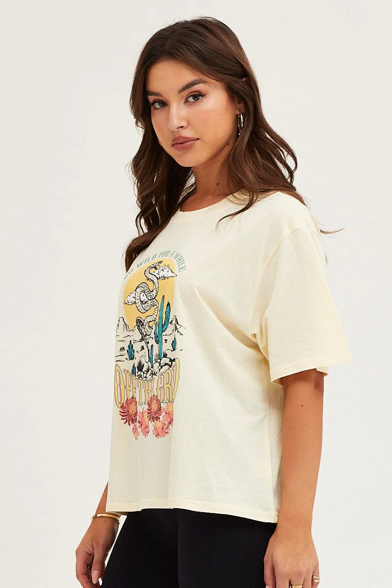 White Crew Neck Graphic T-Shirt