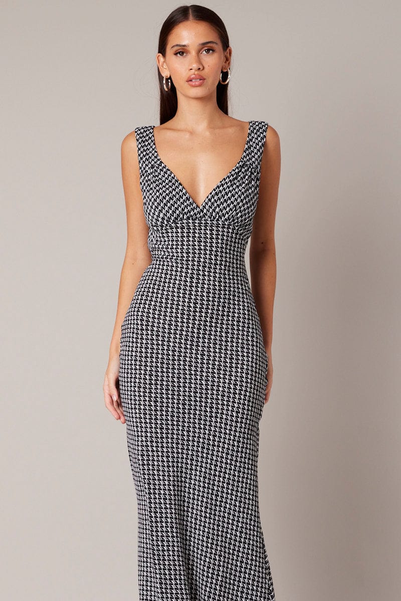 Black Geo Slip Dress Maxi