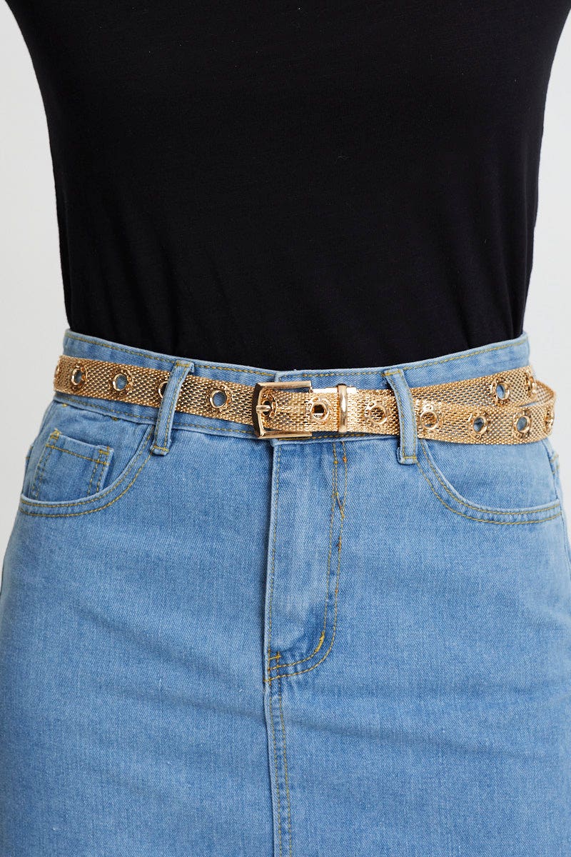 Metallic Metallic Eyelet Belt