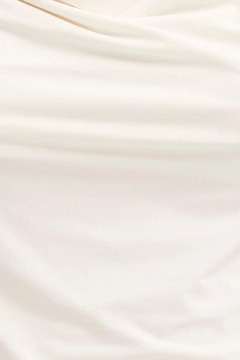 White Dip Hem Cowl Neck Top