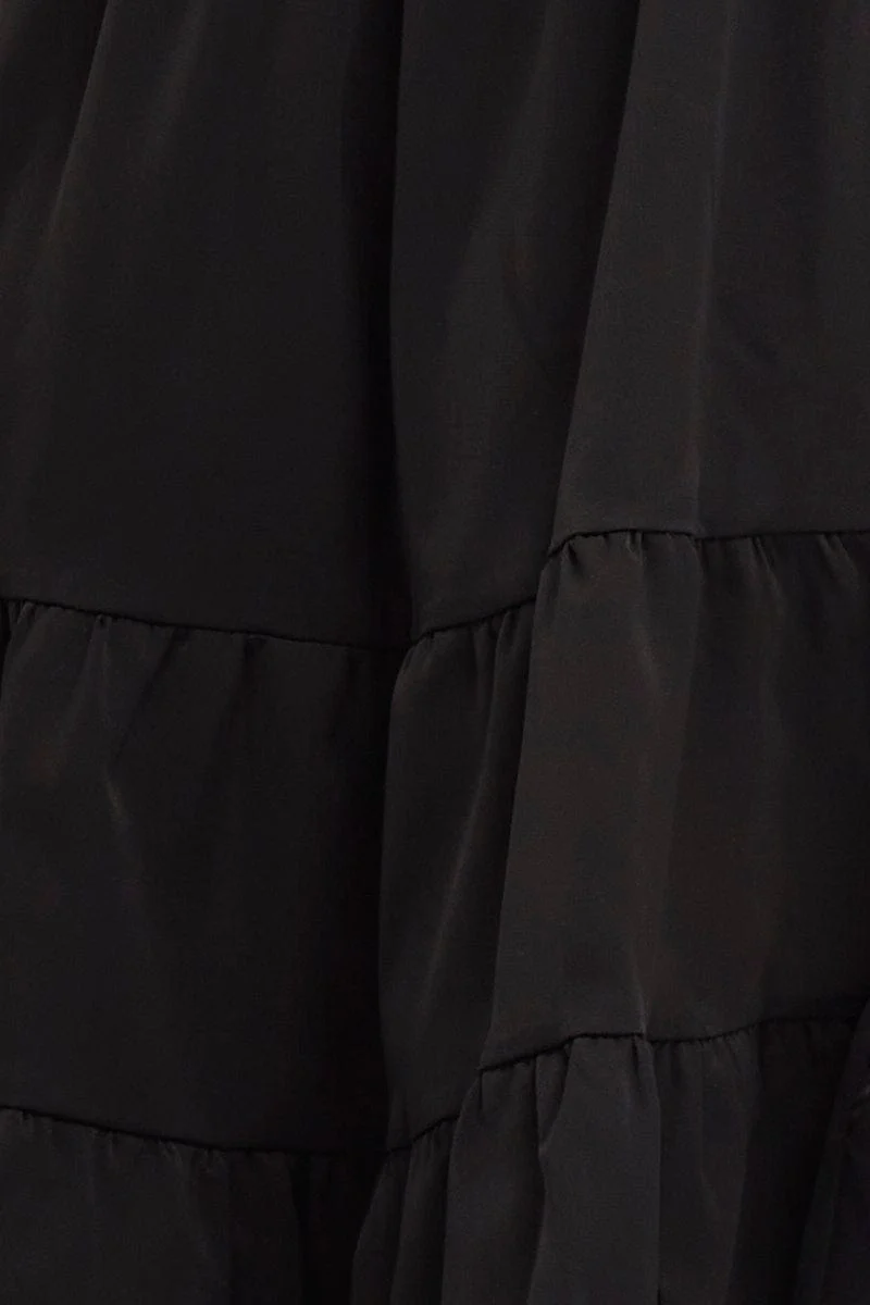 Black Shirred Dress Long Sleeve Mini