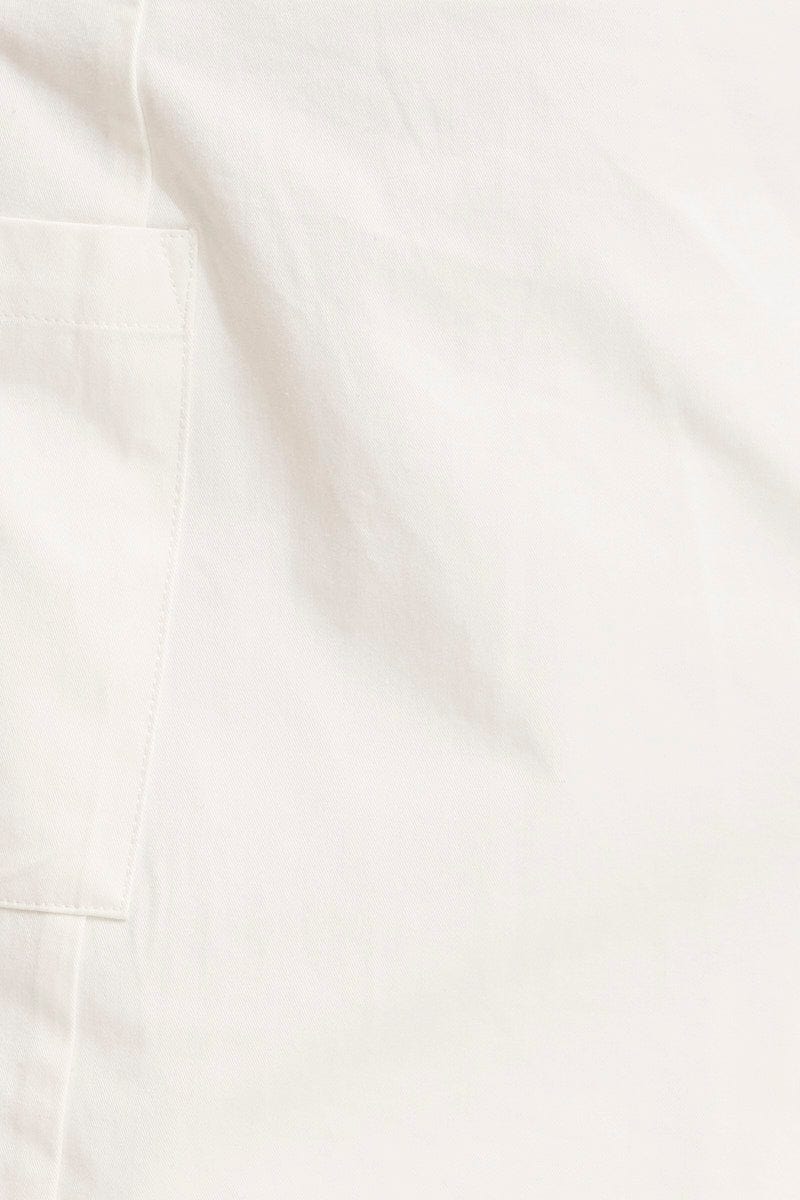 White Mini Skirt High Rise Button Down