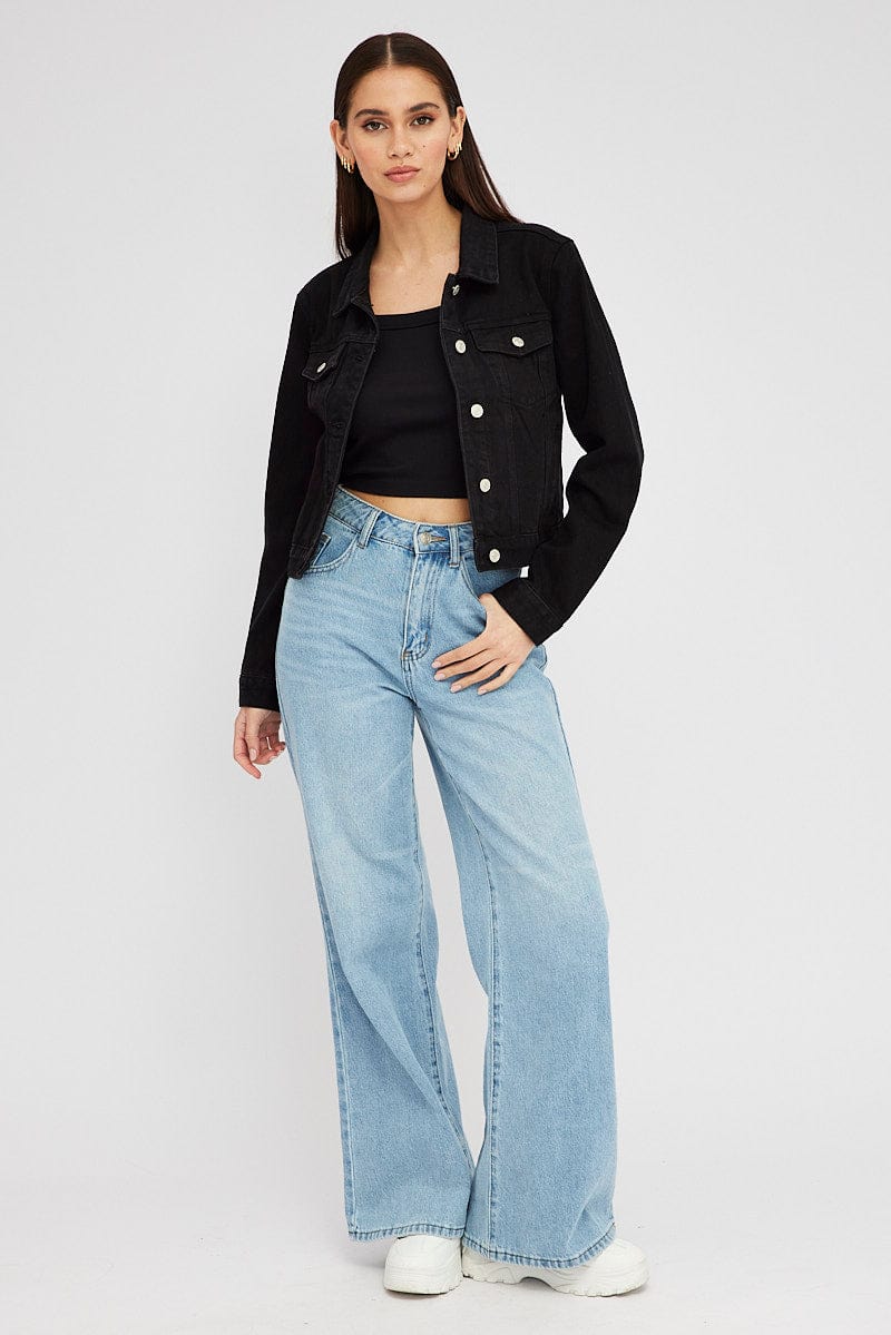 Black Denim Crop Jacket