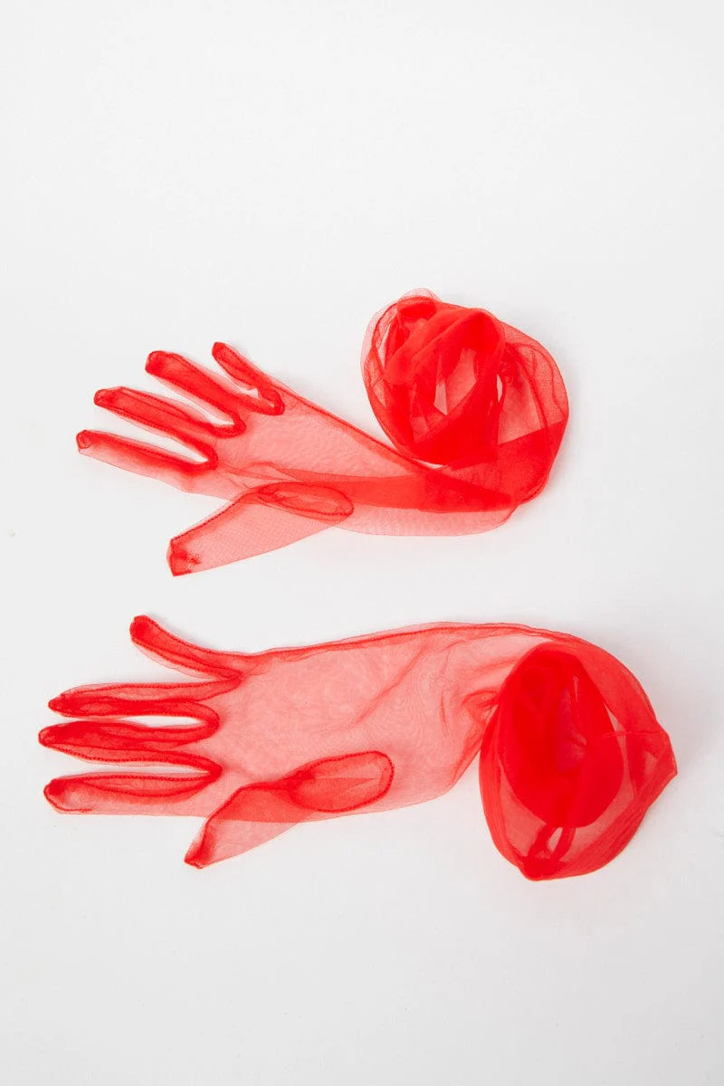 Red Mesh Gloves