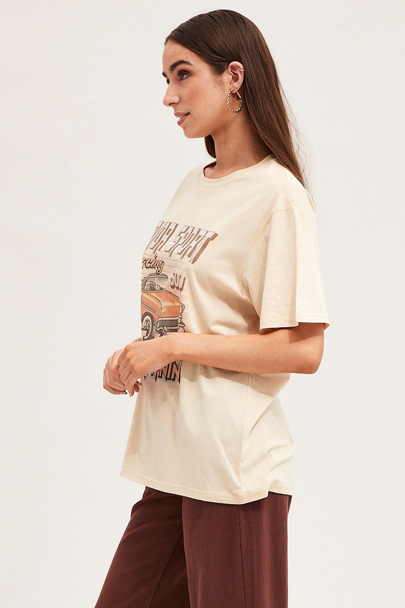 Beige Oversized T Shirt