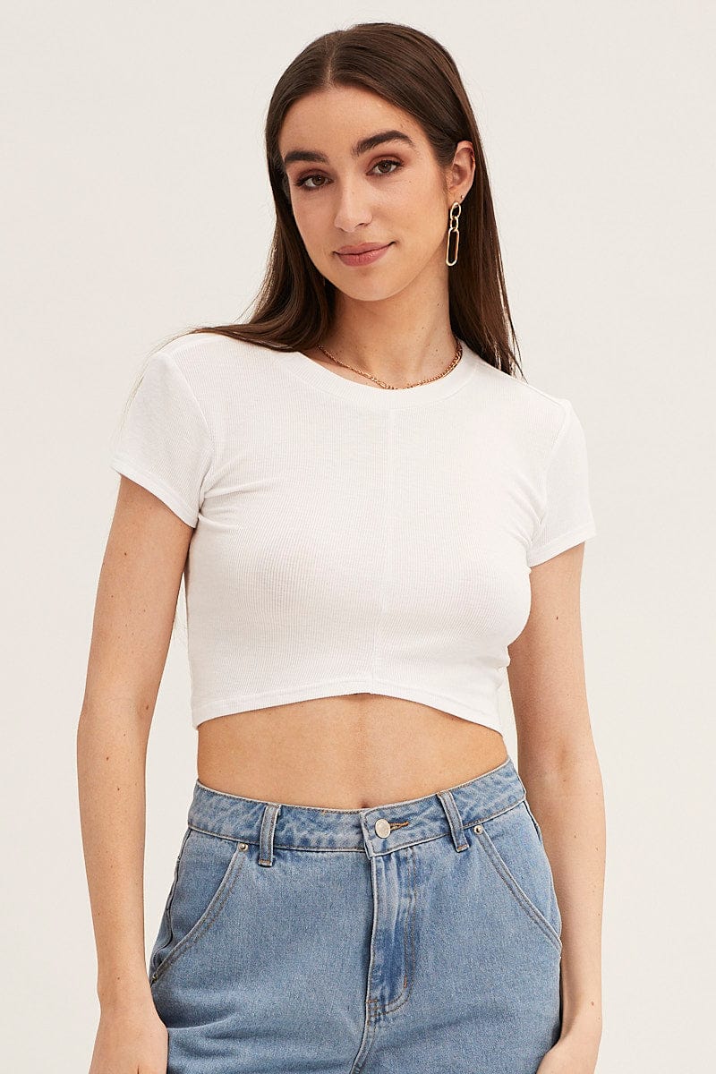 White T Shirt Short Sleeve Crew Neck