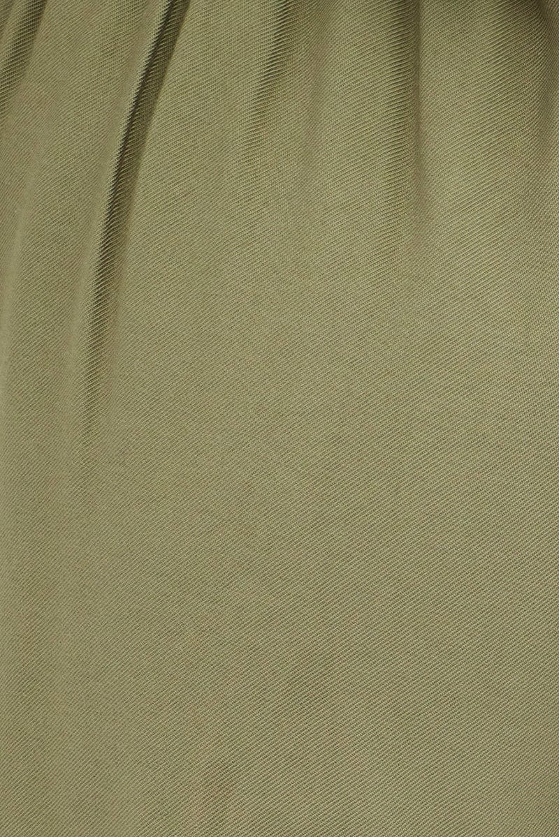 Green Wide Leg Pants High Rise Cargo