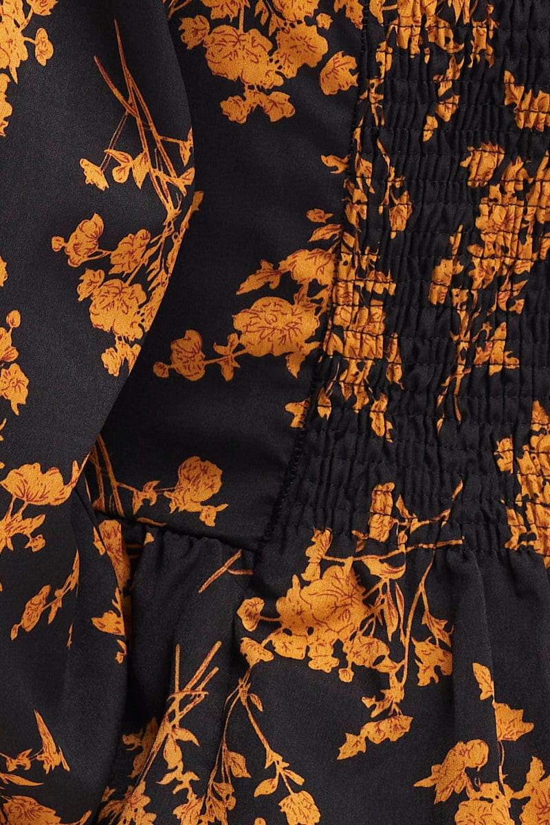 Print Peplum Top Long Sleeve