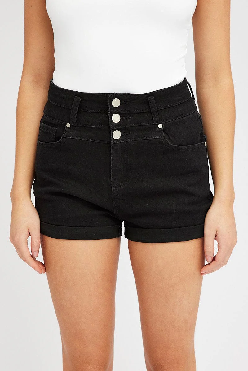 Black Skinny Shorts High Rise