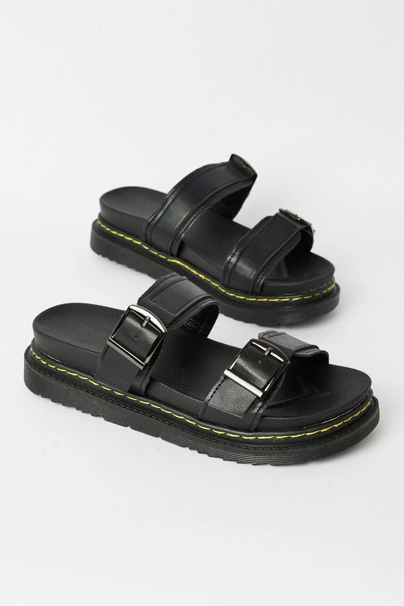 Black Double Buckle Sandals