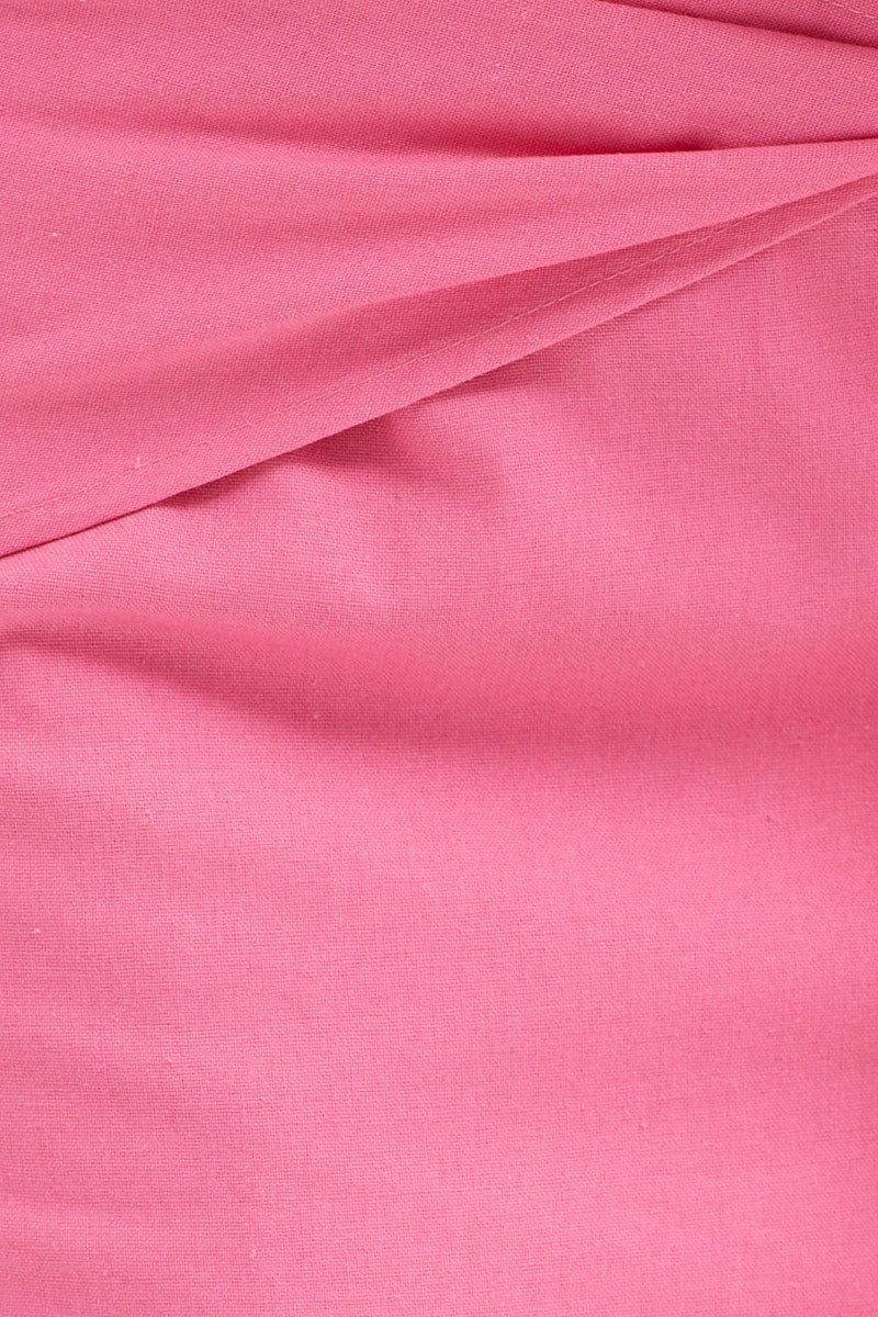 Pink Front Tie Midi Skirt