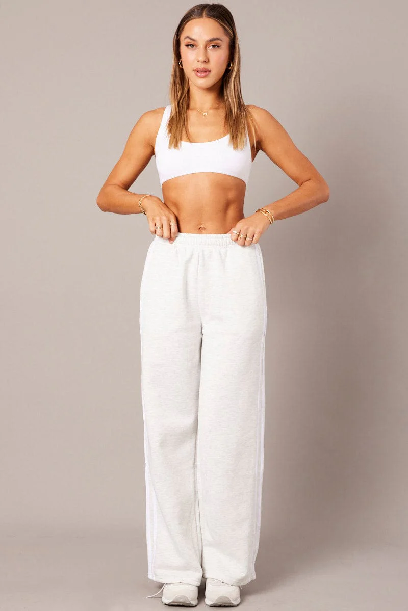 Grey Track Pants Wide Leg