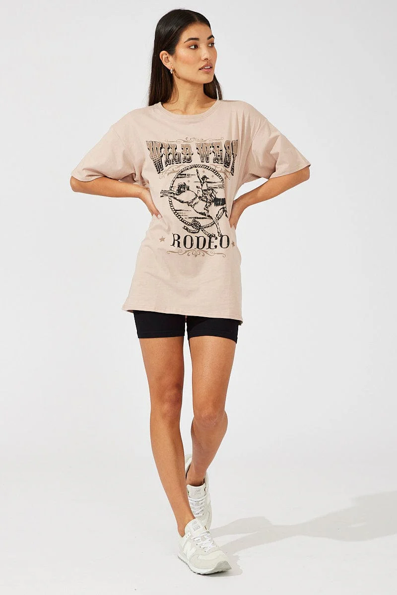 Brown Graphic Tee Short Sleeve