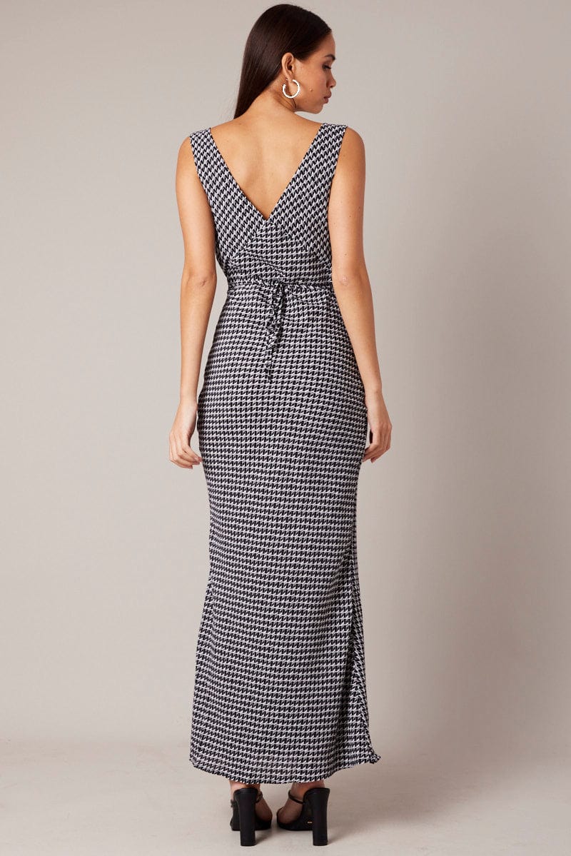 Black Geo Slip Dress Maxi