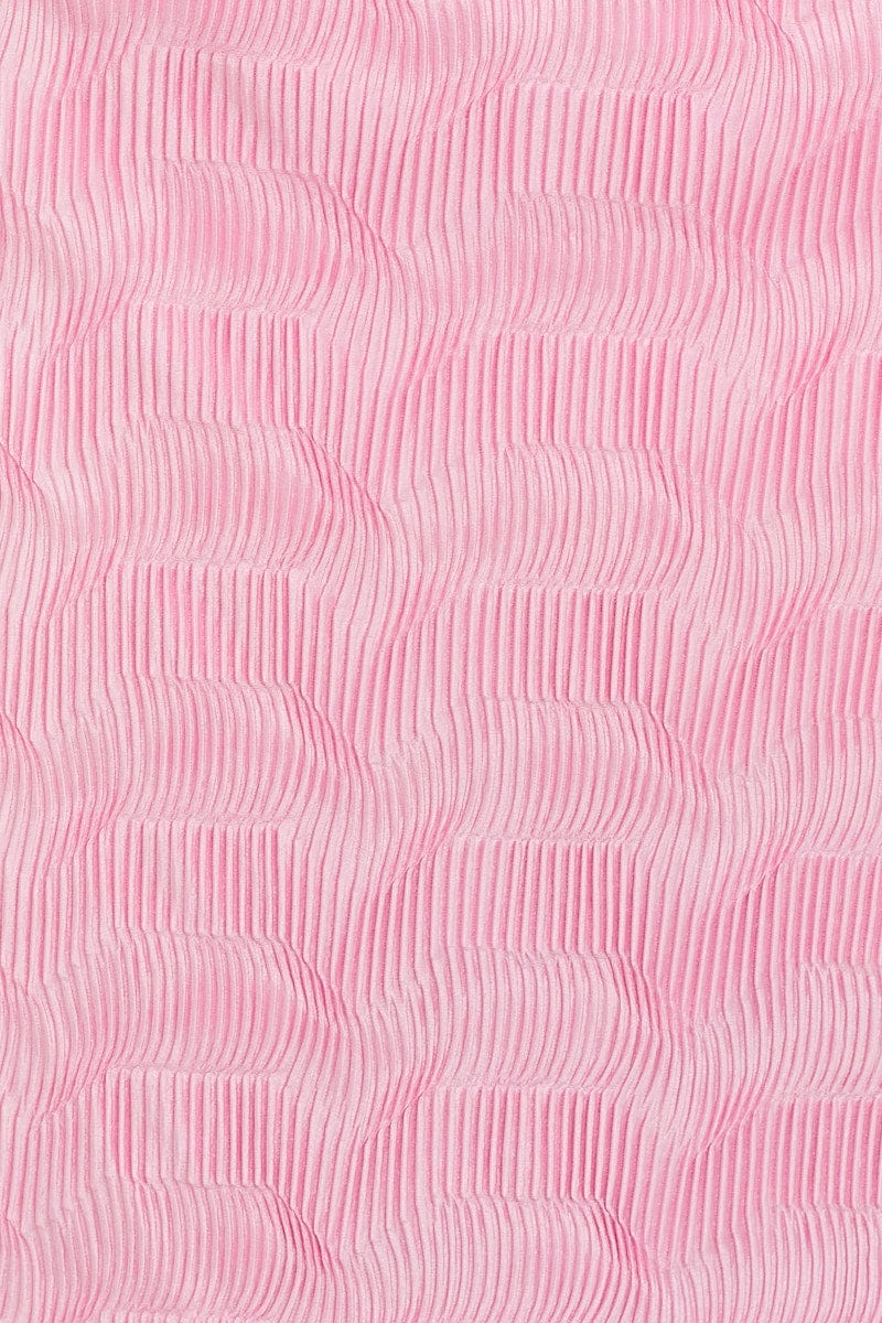 Pink Long Sleeve Plisse Shirt