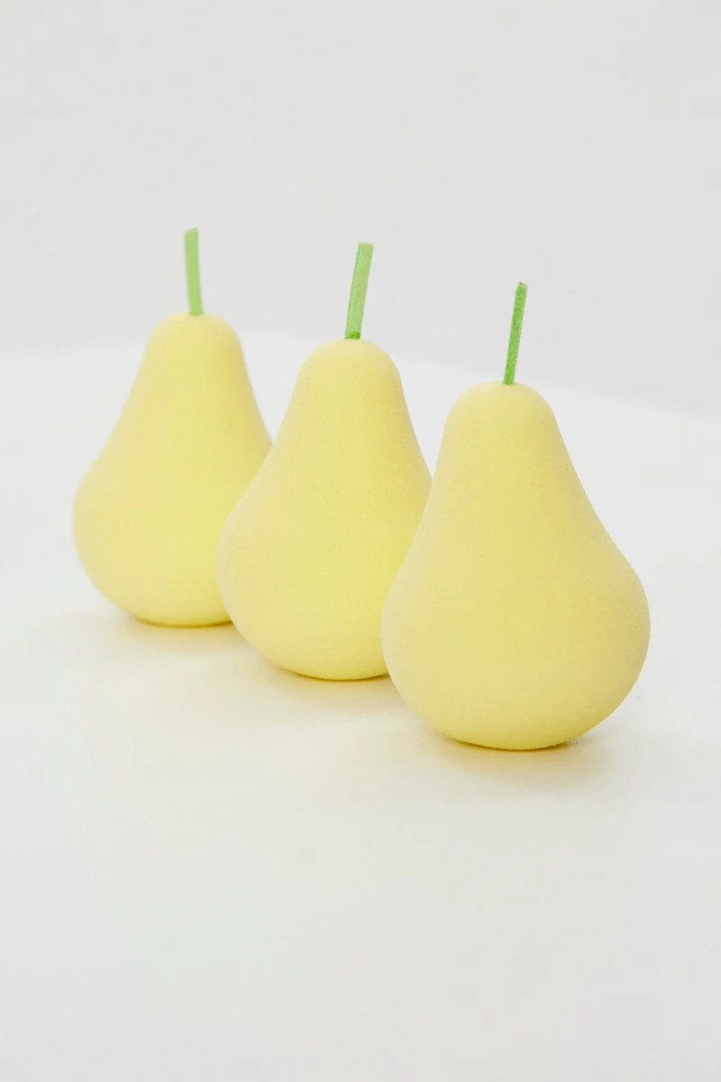 Yellow Pear Shaped Fruit Beauty Sponge Set