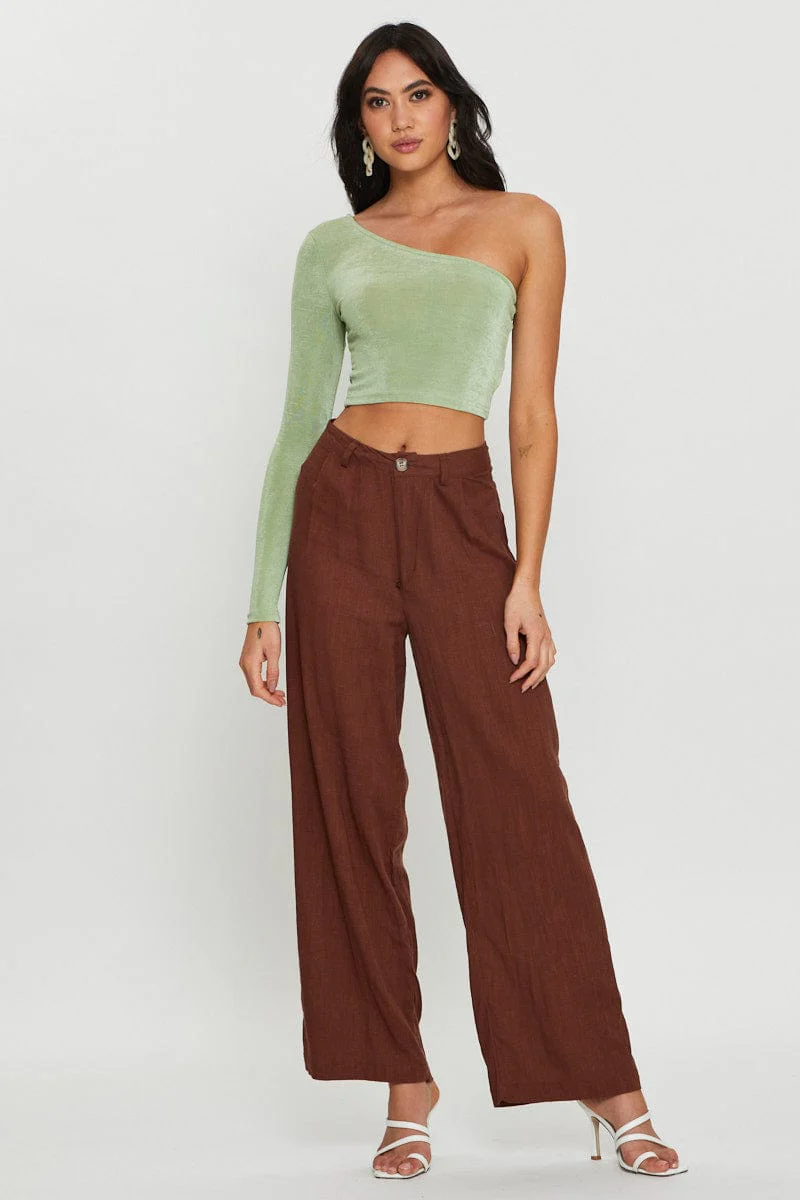 Green Slinky Top One Shoulder