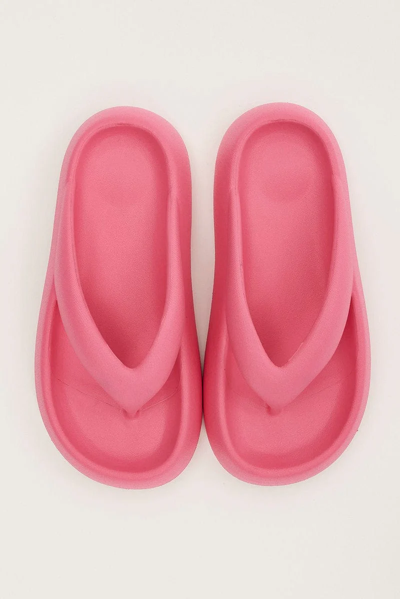 Pink Chunky Flat Slides