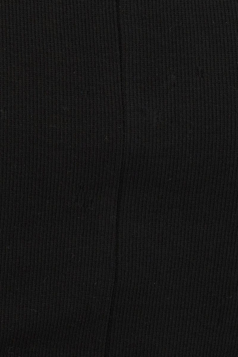 Black Midi Dress Short Sleeve Rib