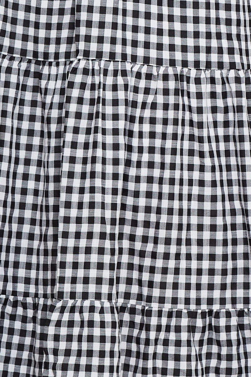 Check Midi Skirt High Rise