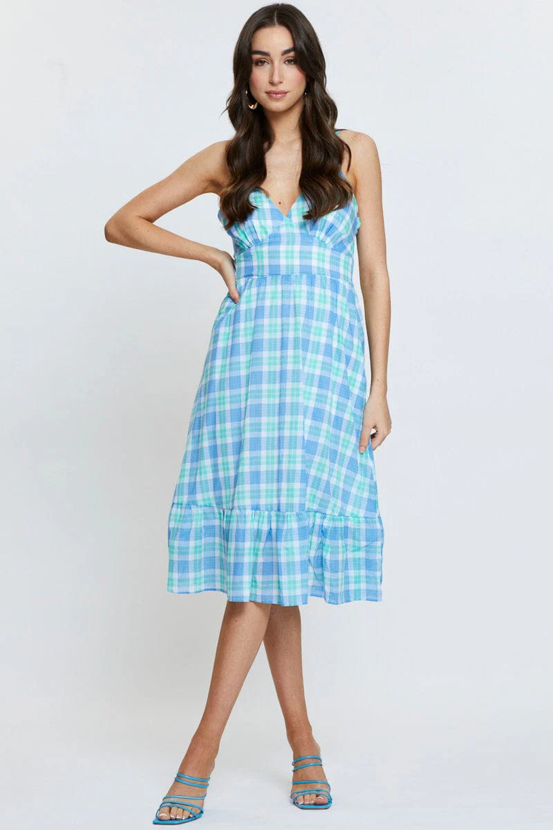 Check Midi Dress Sleeveless